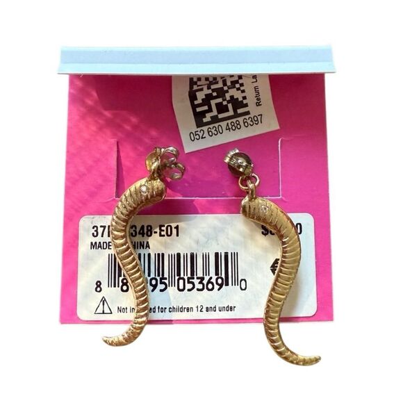 Betsy Johnson Snake Rhinestone Drop Earrings NWT - Picture 3 of 4